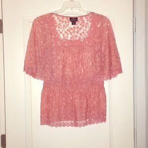 Plus size lace peplum top.